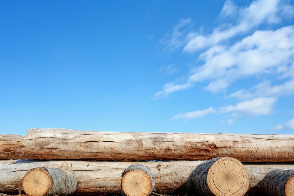 PNG Wooden logs border sky backgrounds outdoors.