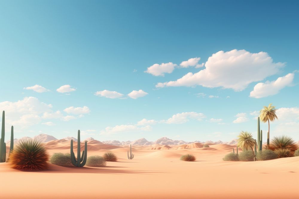 Desert oasis border sky landscape outdoors.