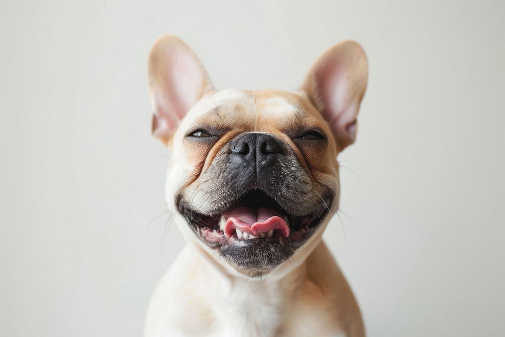 Smiling French bulldog mammal animal pet.