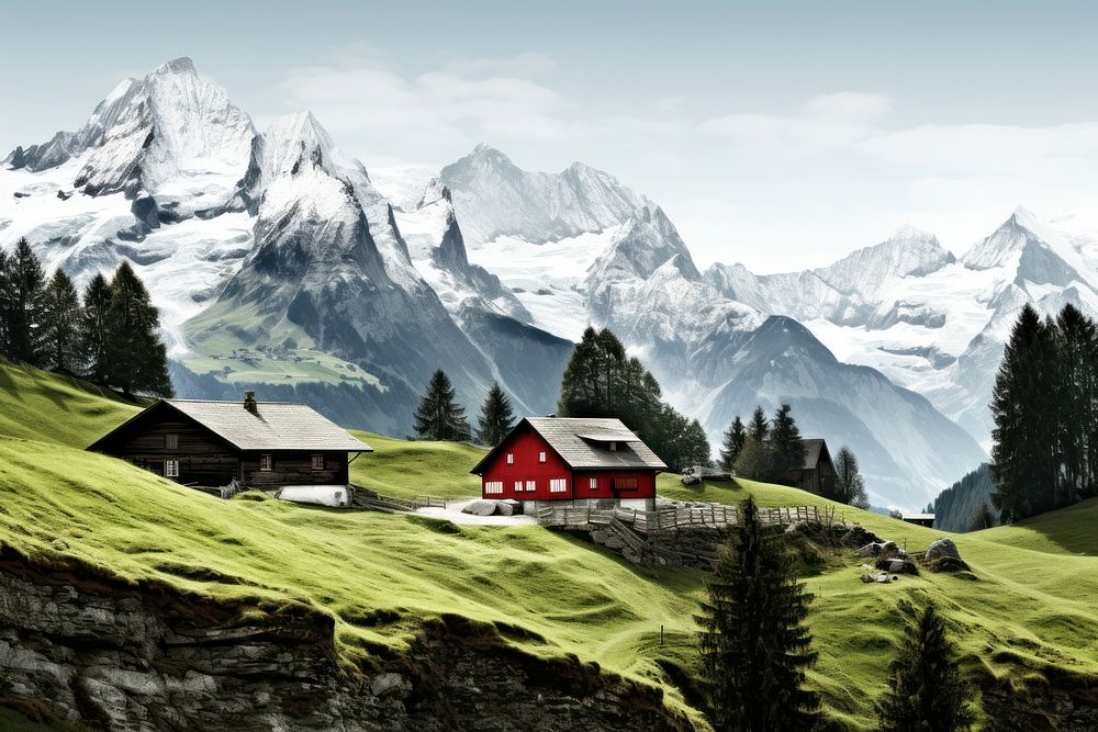 Switzerland valley border architecture landscape outdoors.