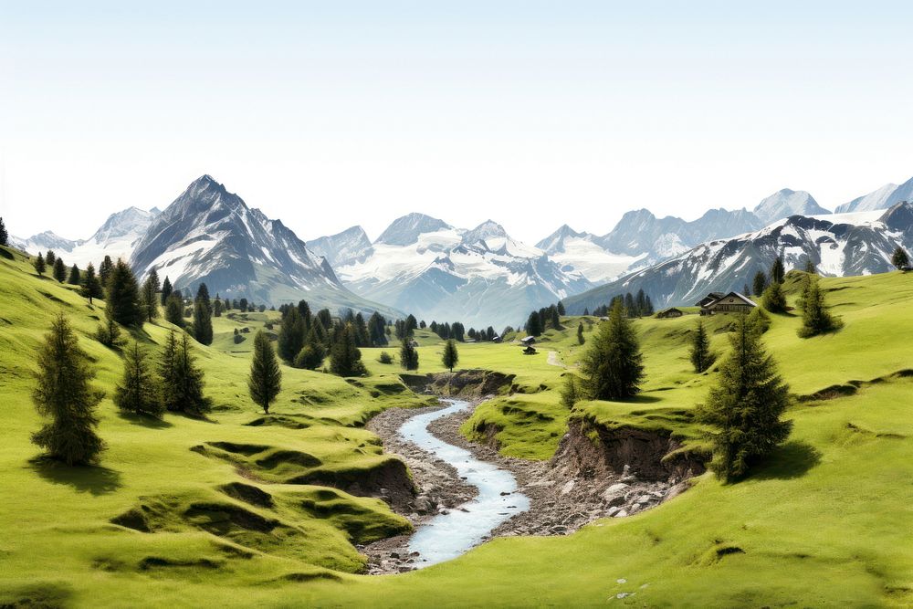 Switzerland valley border wilderness landscape grassland.