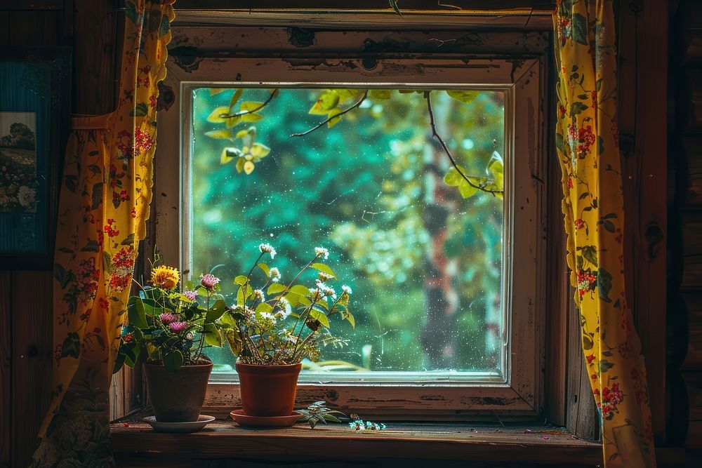 Hotal window windowsill plant architecture.