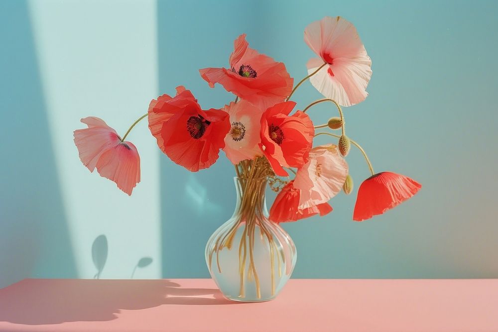 Poppy in flower vase petal plant art.