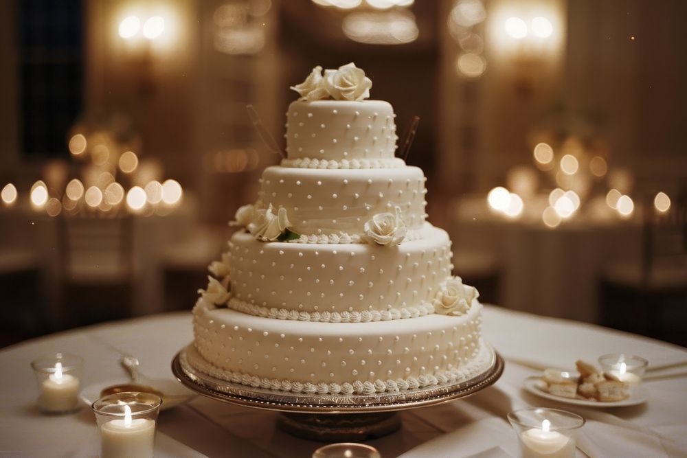 Wedding cake dessert candle cream.