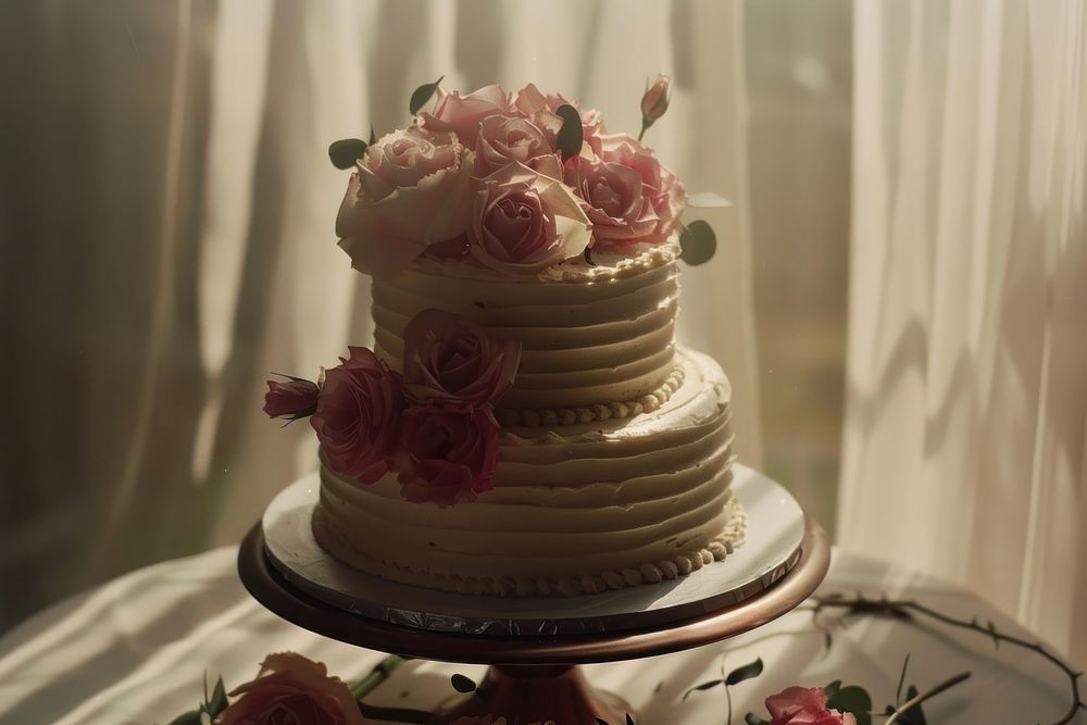 Wedding cake minimal dessert flower cream.