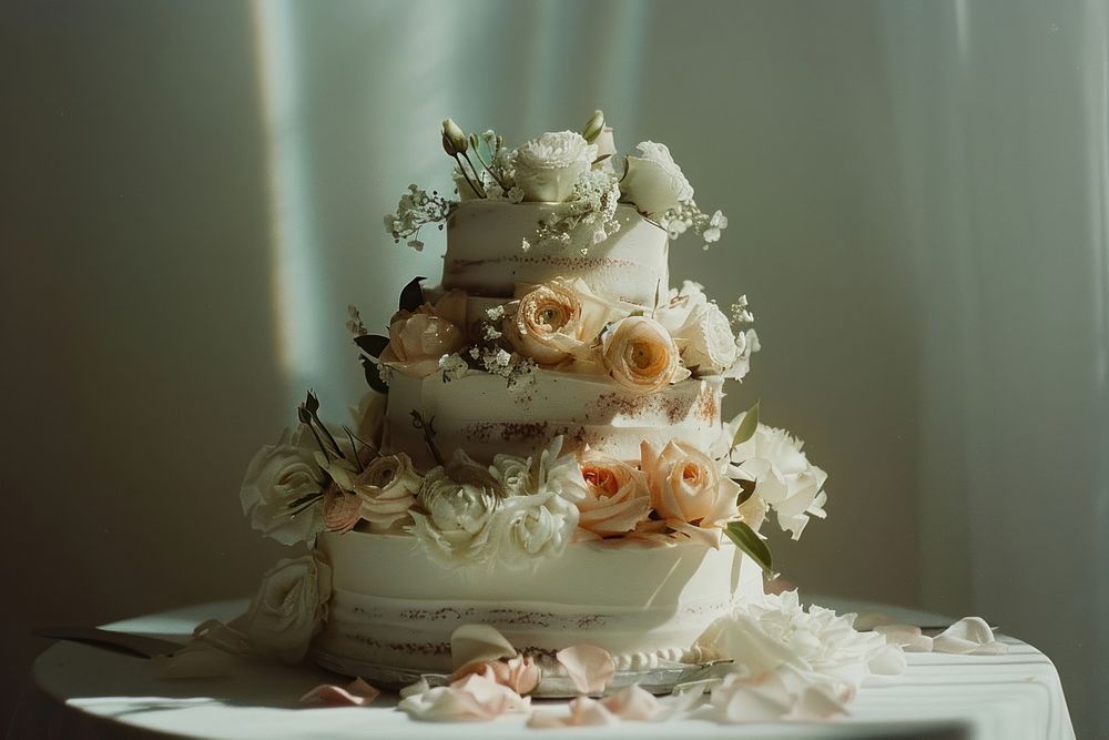Wedding cake minimal dessert flower plant.