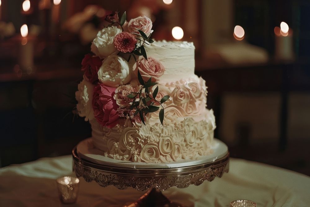 Wedding cake dessert candle flower.