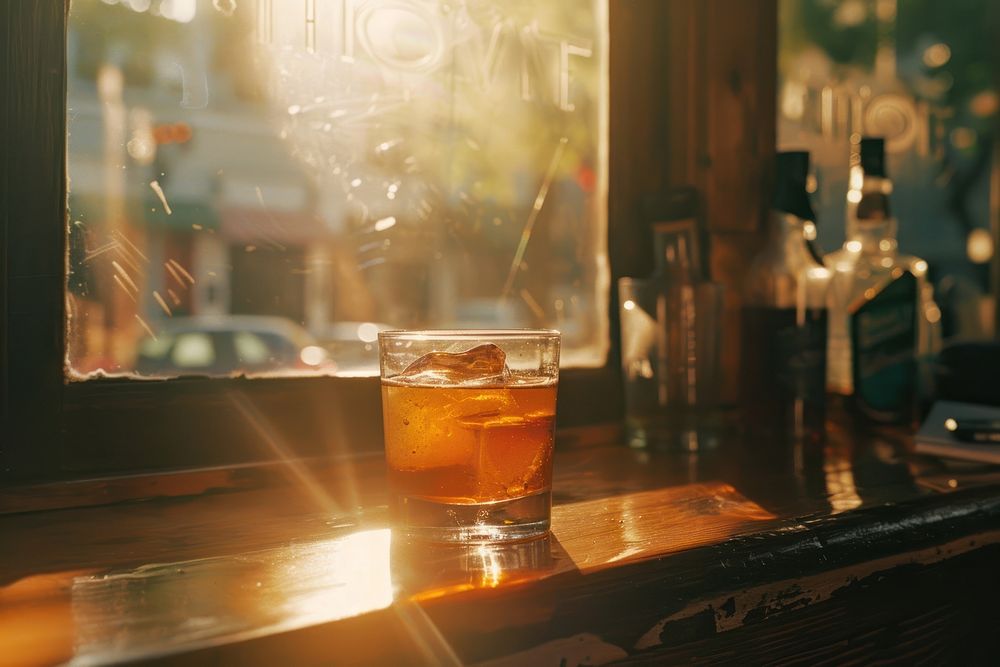 Whiskey window drink glass.