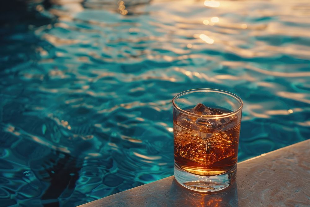 Whiskey and pool cocktail summer drink.