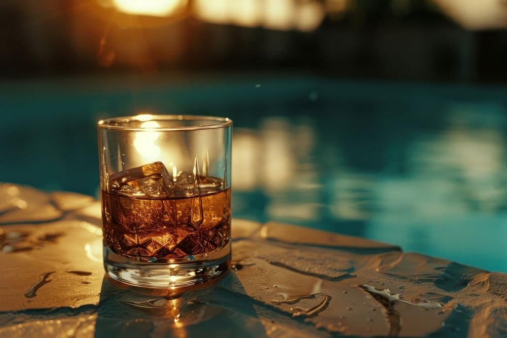 Whiskey and pool cocktail whisky summer.