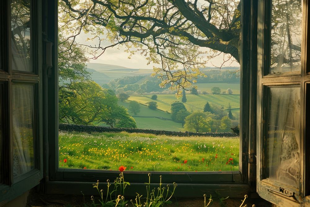 Window see the hill landscape outdoors nature.