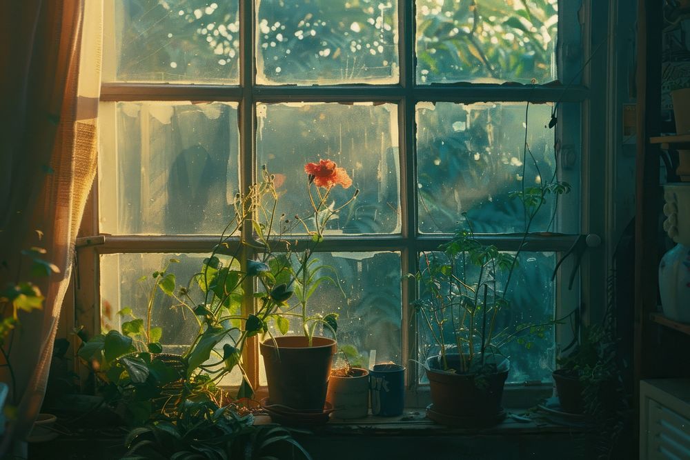 Window windowsill nature plant.