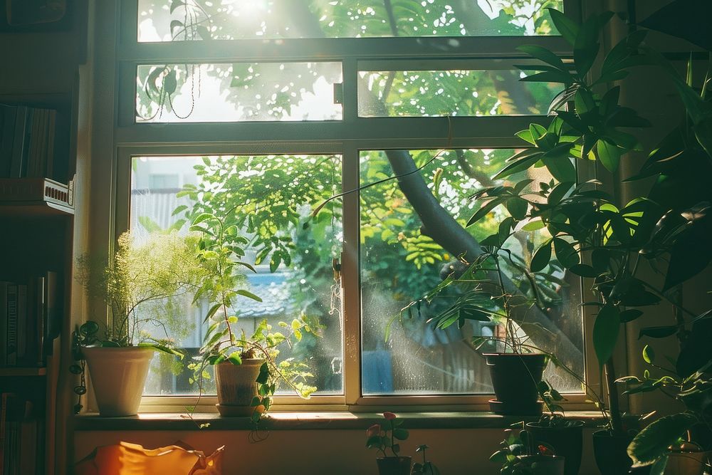 Window windowsill plant architecture.