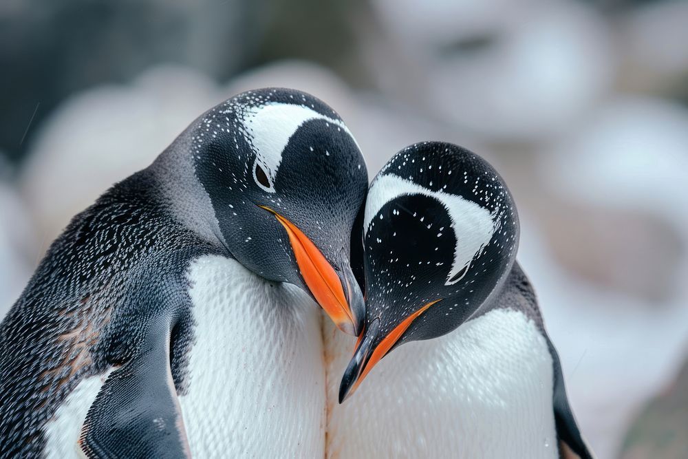 Penguin cuddling penguin animal bird.