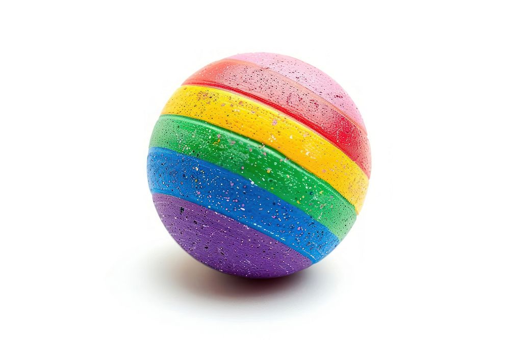 Colorful ball toy white background confectionery celebration.