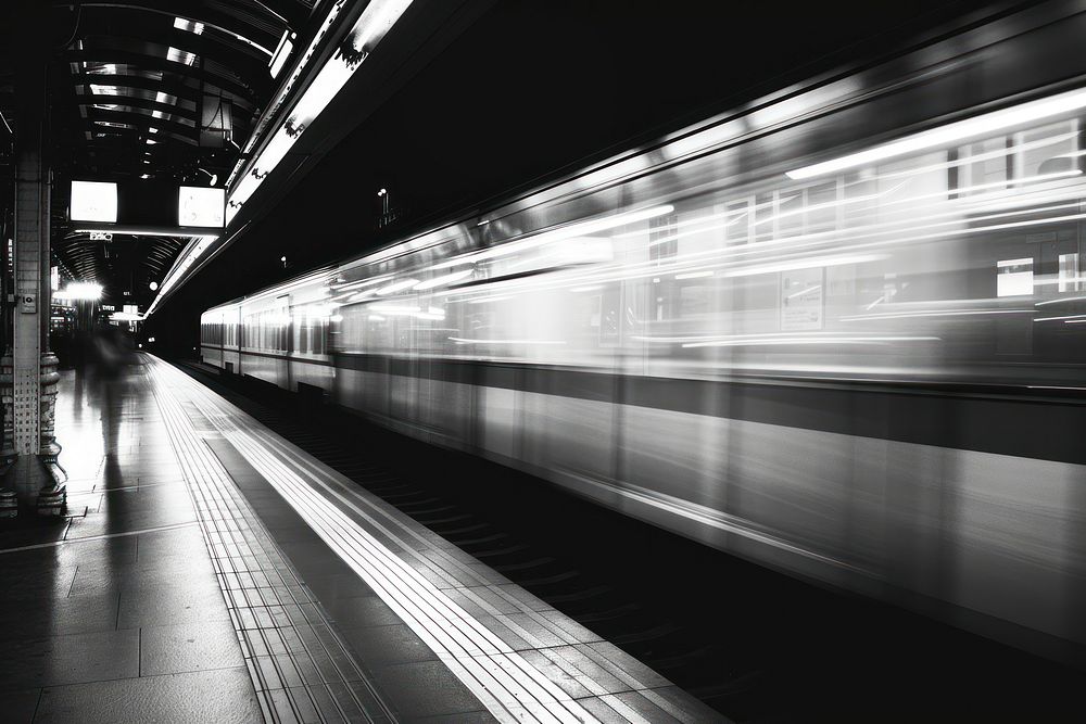 Modern train vehicle motion subway.