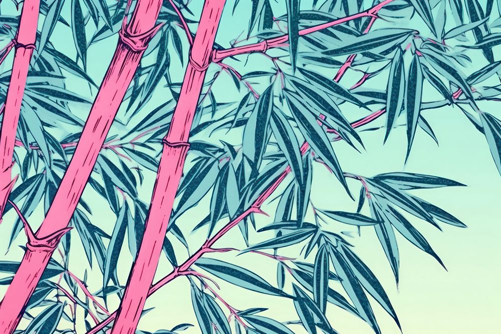 Realistic vintage drawing of bamboo backgrounds sketch plant.