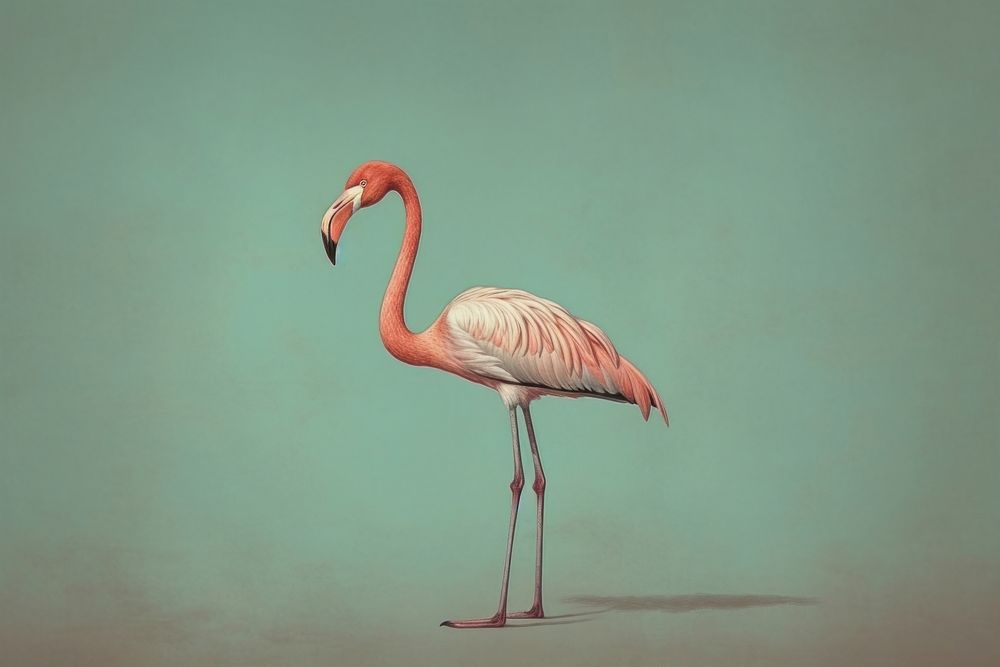 Realistic vintage drawing of flamingo animal bird wildlife.