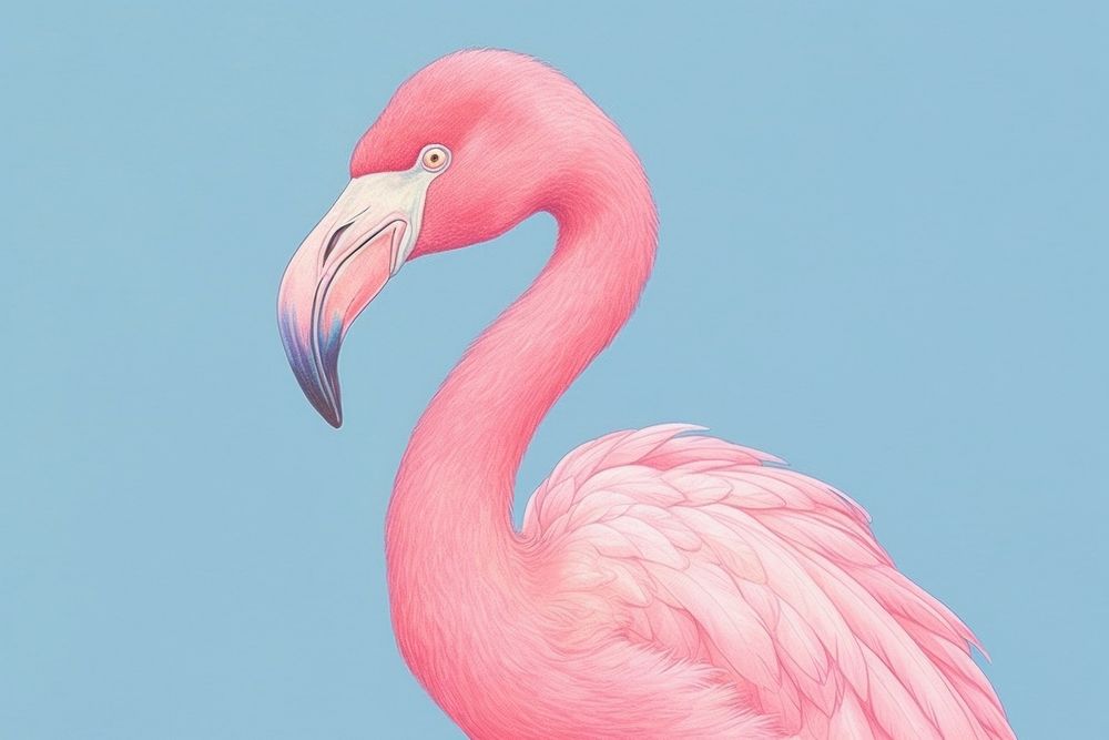 Realistic vintage drawing of flamingo animal bird beak.