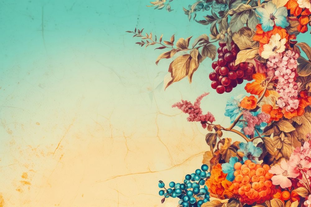 Realistic vintage drawing of fruit flower backgrounds painting.