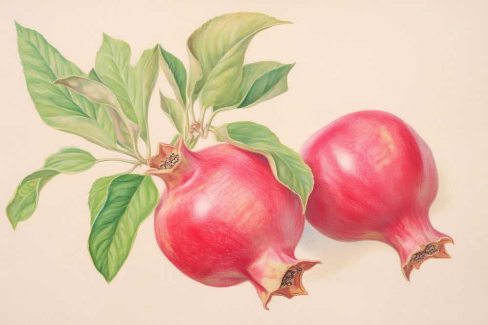 Realistic vintage drawing of pomegranate sketch fruit plant.