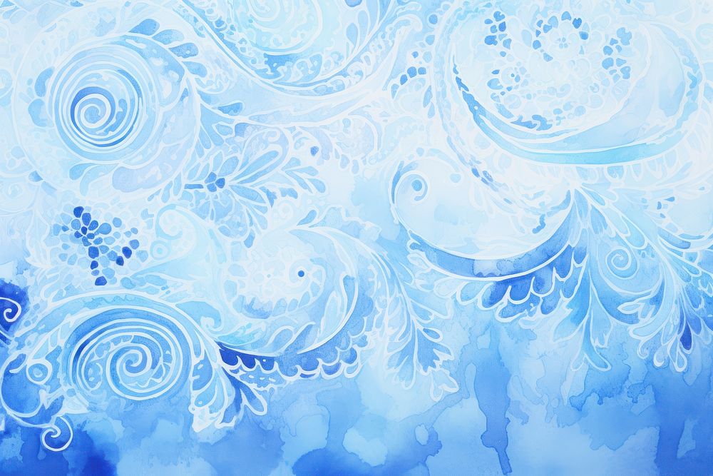 Blue paisley backgrounds pattern snow.