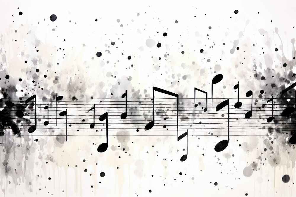Black and white music notes paper backgrounds text.