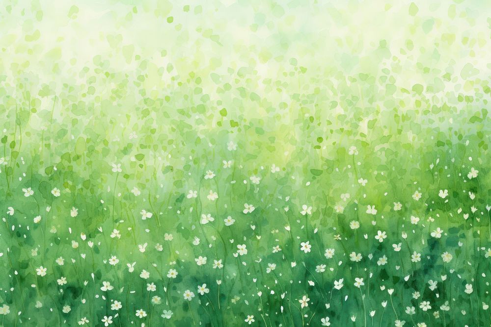 Green grass and tiny flowers backgrounds outdoors texture.