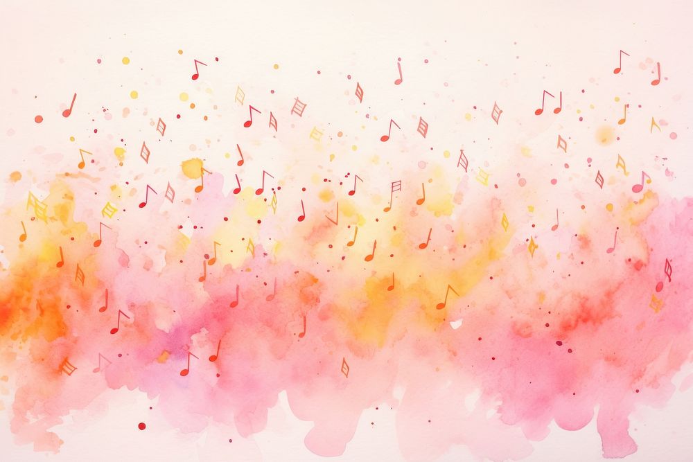 Orange and pink music notes paper backgrounds painting.