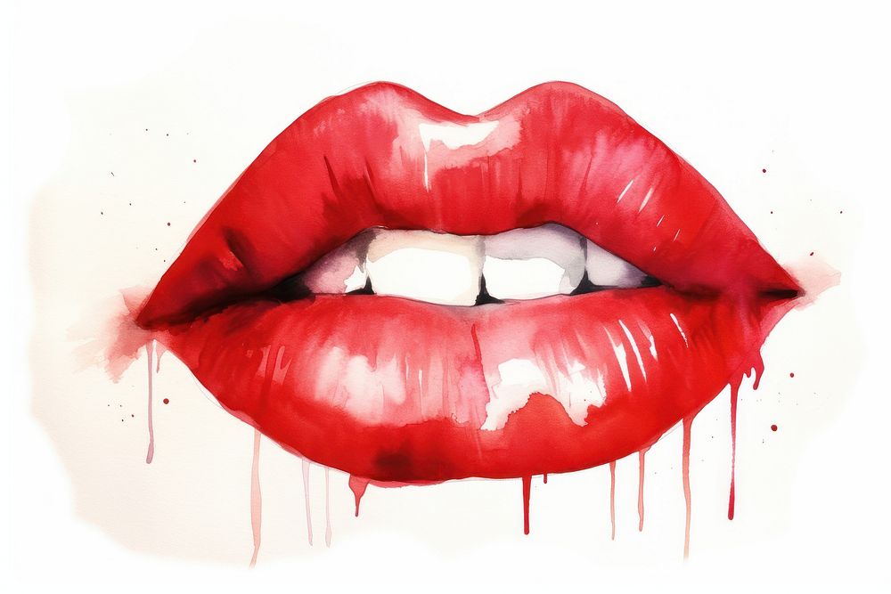 Red lip lipstick splattered creativity.