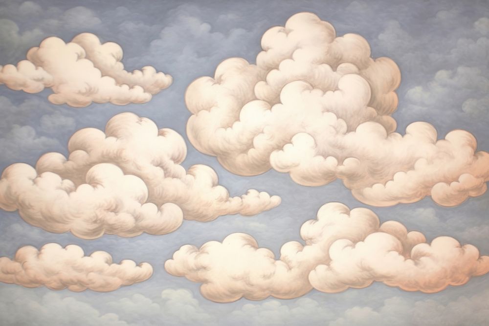 Cloud and heart pattern painting nature sky.
