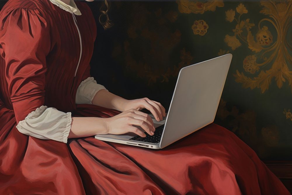 Teenager laptop computer painting.