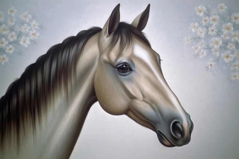 Horse and flowers painting animal mammal.