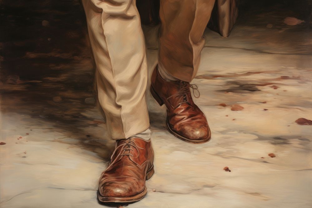 Man walking shoe footwear painting.