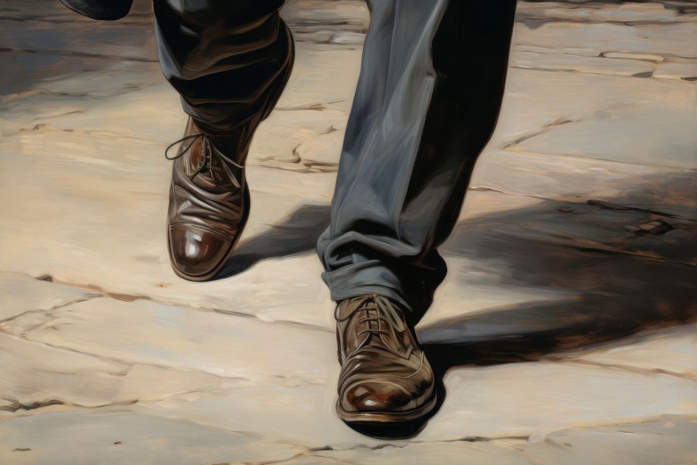 Man walking shoe footwear leather.