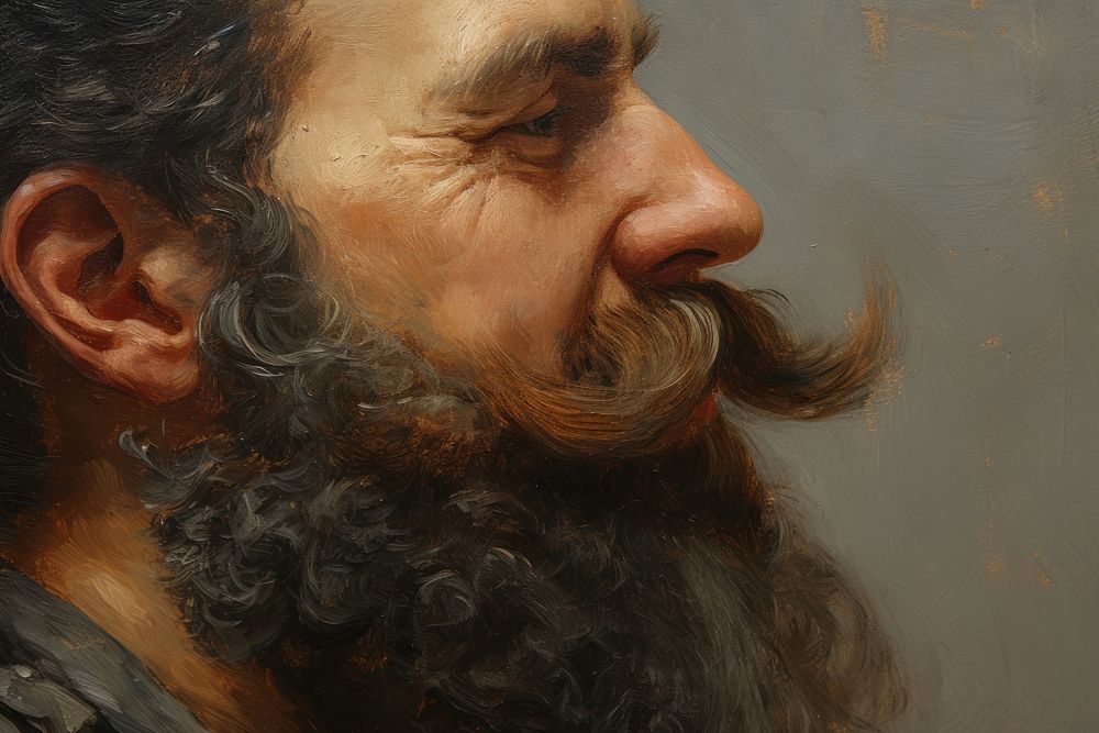 Man with beard painting art portrait.