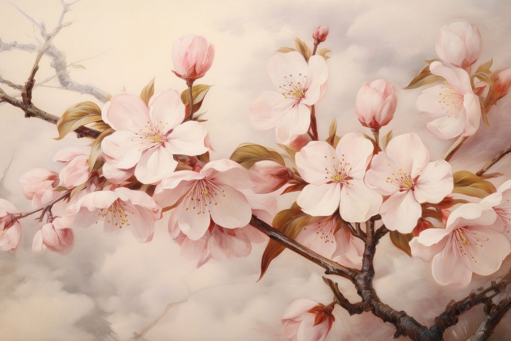 Sakura blossom painting flower.