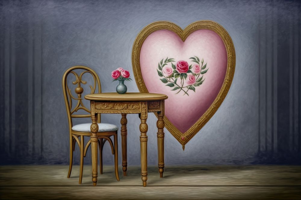 Heart with pink ribbon furniture flower chair.