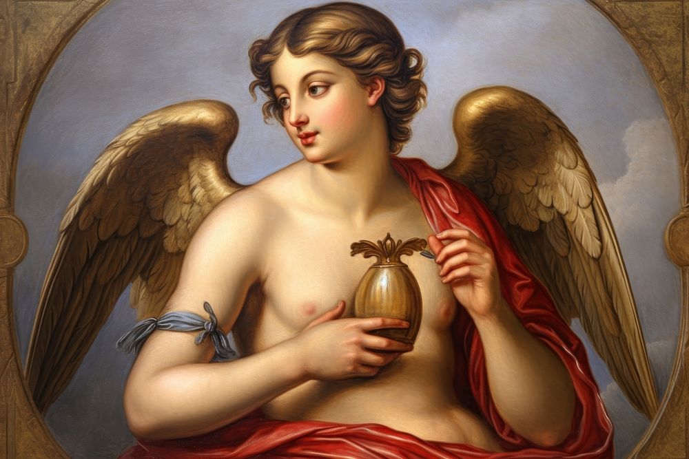 Heart and bird painting angel adult.