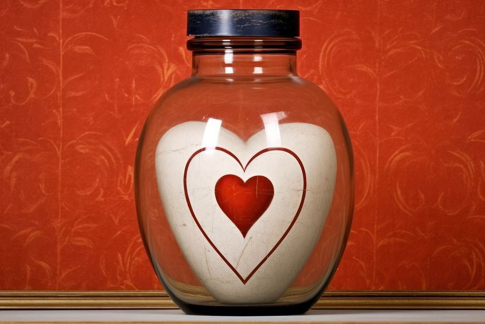 Heart in globe glass vase jar drinkware.