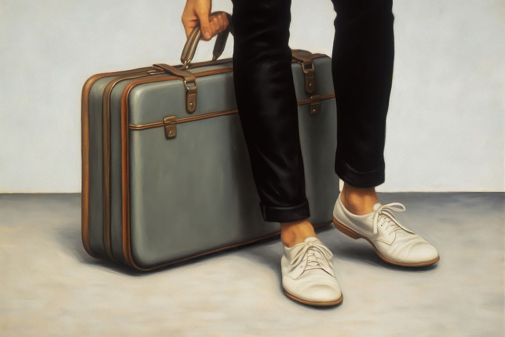 Legs and suitcase footwear painting luggage.