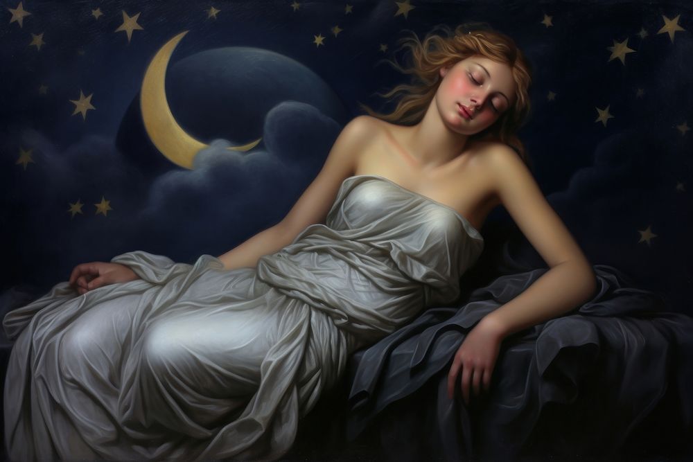Night star astronomy portrait painting.