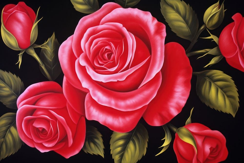 Rose pattern painting art flower.
