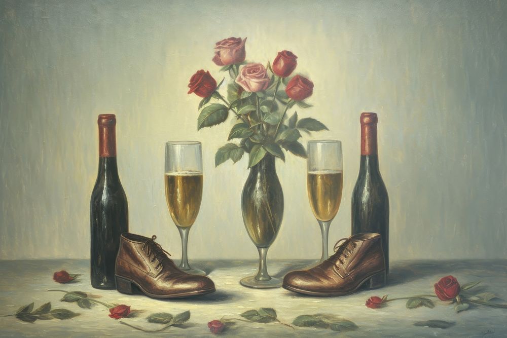 Roses in boots painting art footwear.