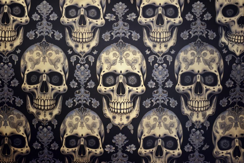 Skull pattern art backgrounds repetition.