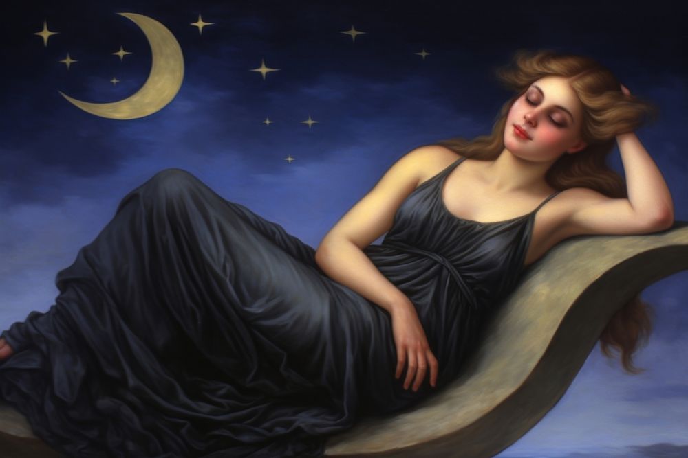 Star and moon astronomy portrait painting.