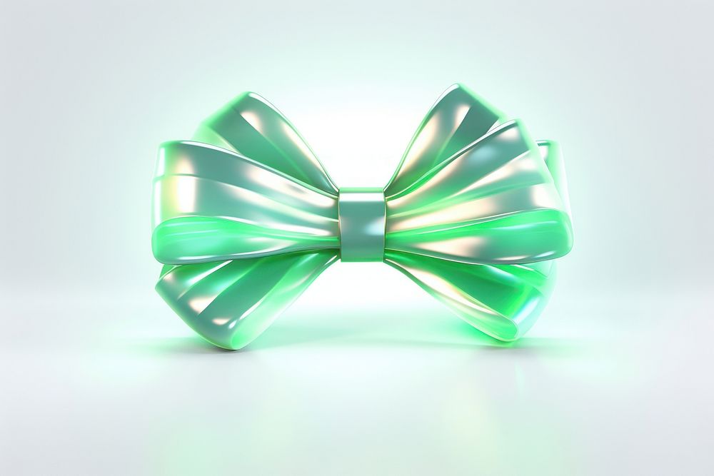 Bow green neon ribbon jewelry white background celebration.