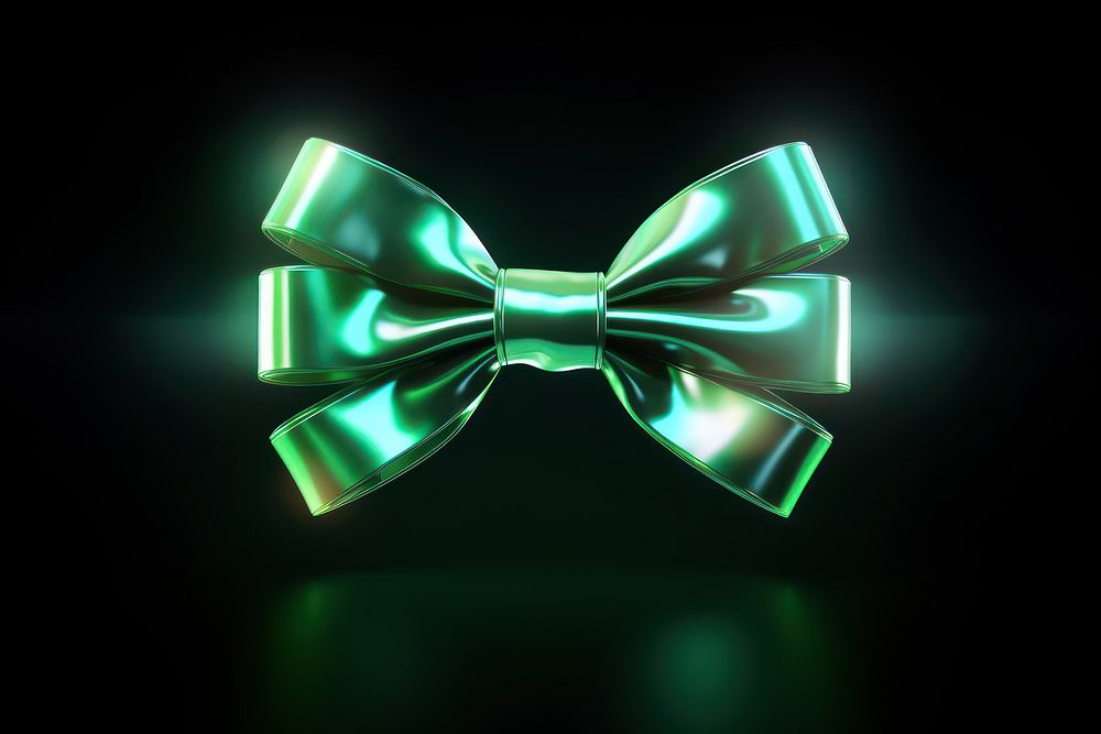 Bow holographic ribbon light green neon.