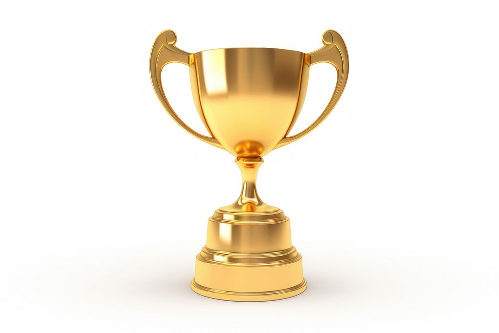 Gold winner award cup trophy white background achievement.