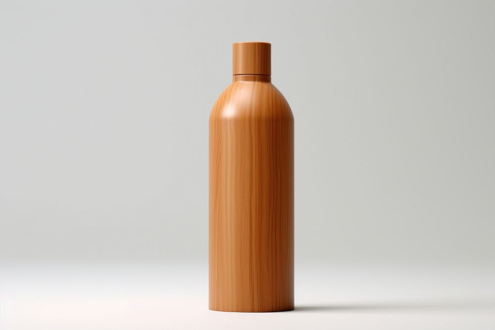 Shampoo cylinder bottle wood.